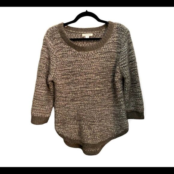 Womens John Paul Richard hi low popcorn sweater in two toned gray. 3/4” sleeves - Picture 1 of 5